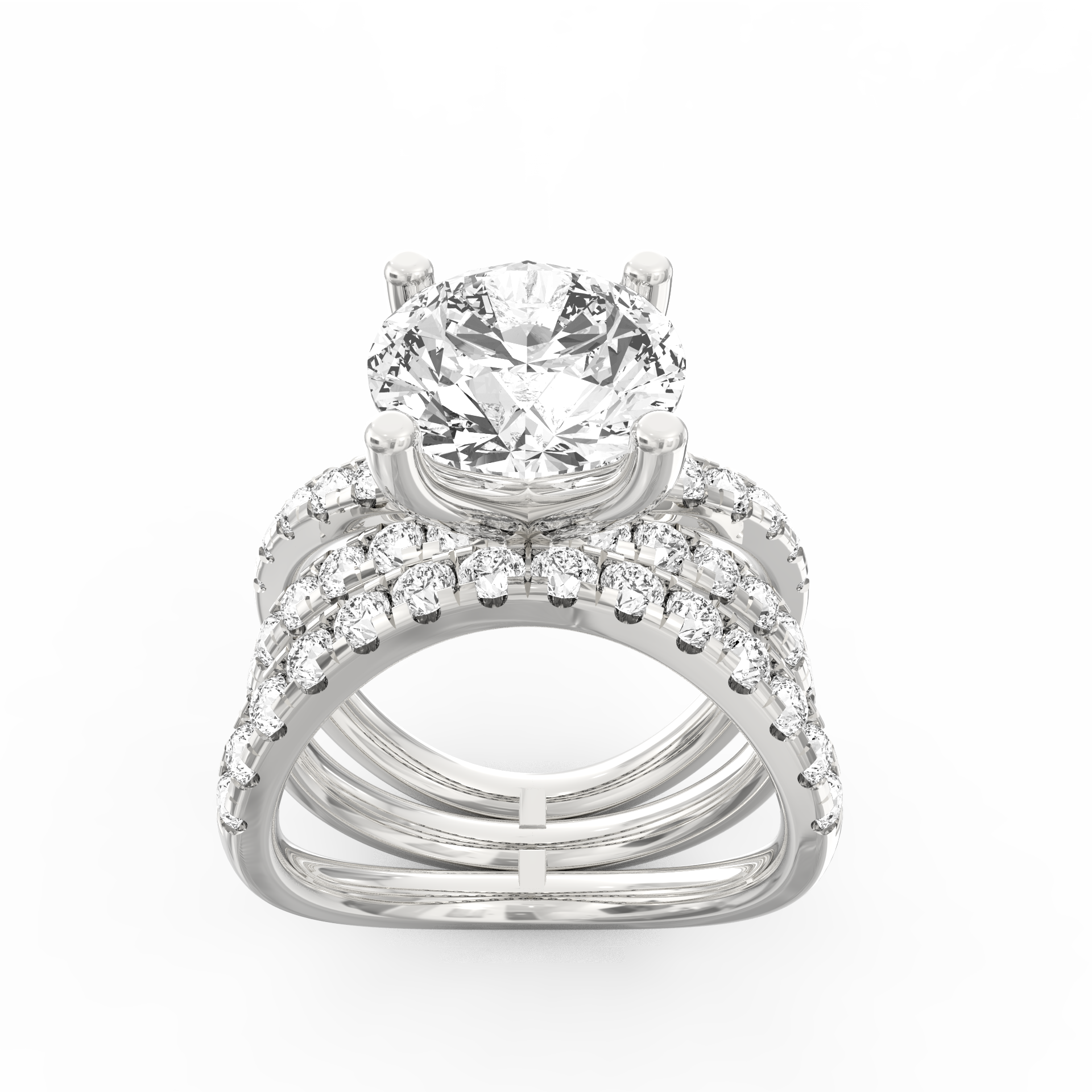 Fleur de Lune Solitaire Diamond Ring