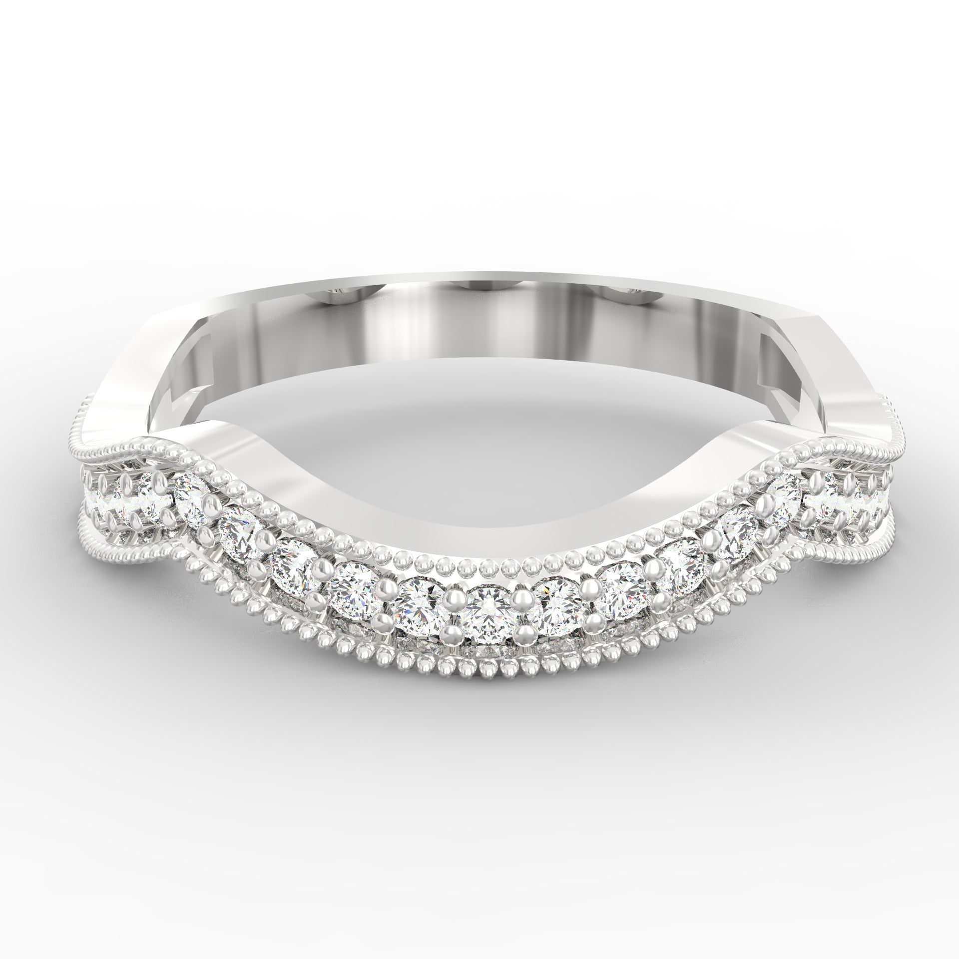 Milgrain Scoop Delight Diamond Wedding Band