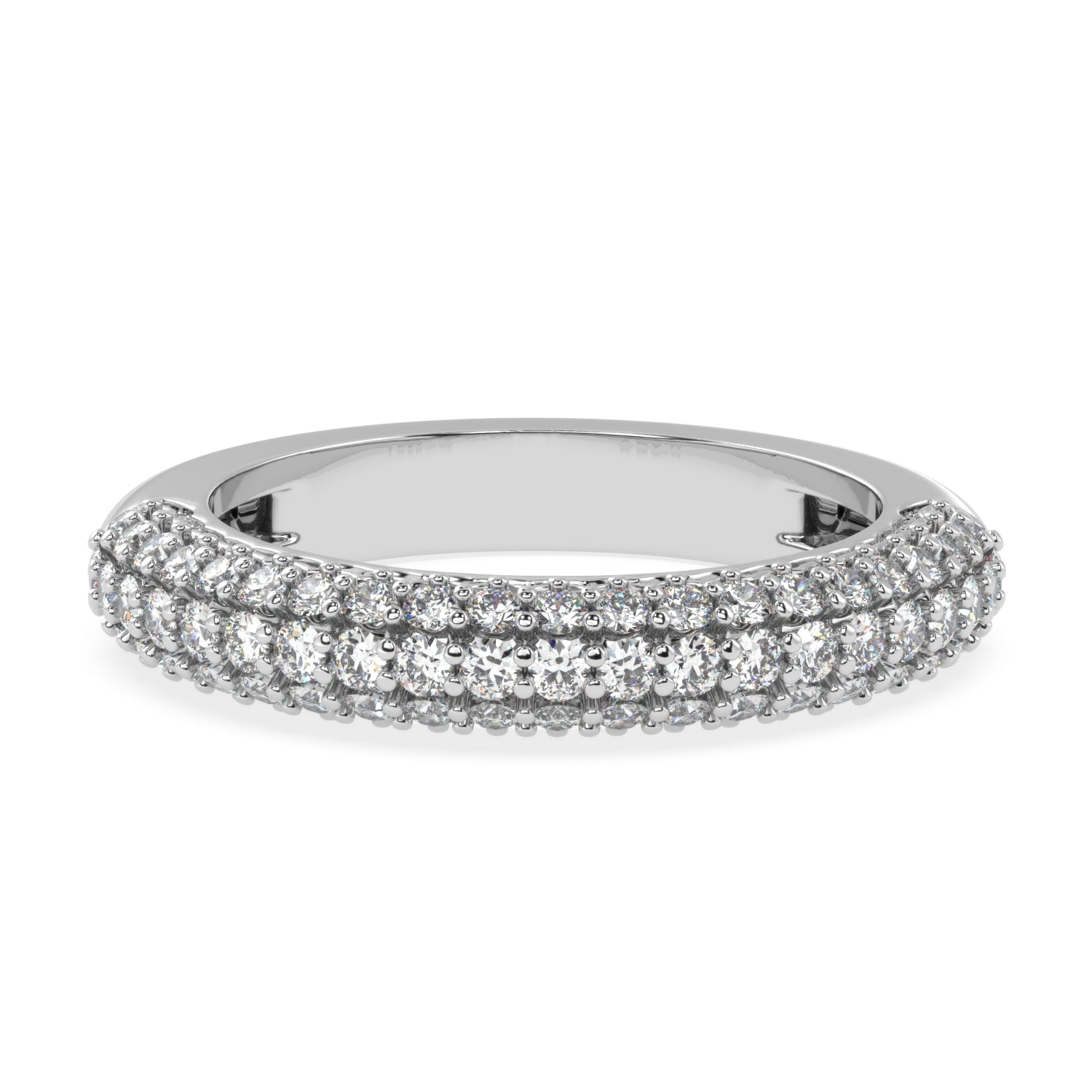 Radiant Splendor - Micro Prong Three Row Diamond Band Ring