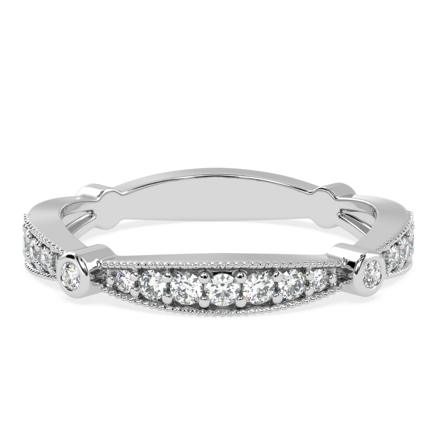 Graceful Gradation - Scalloped Diamond Band Ring in Pave Setting