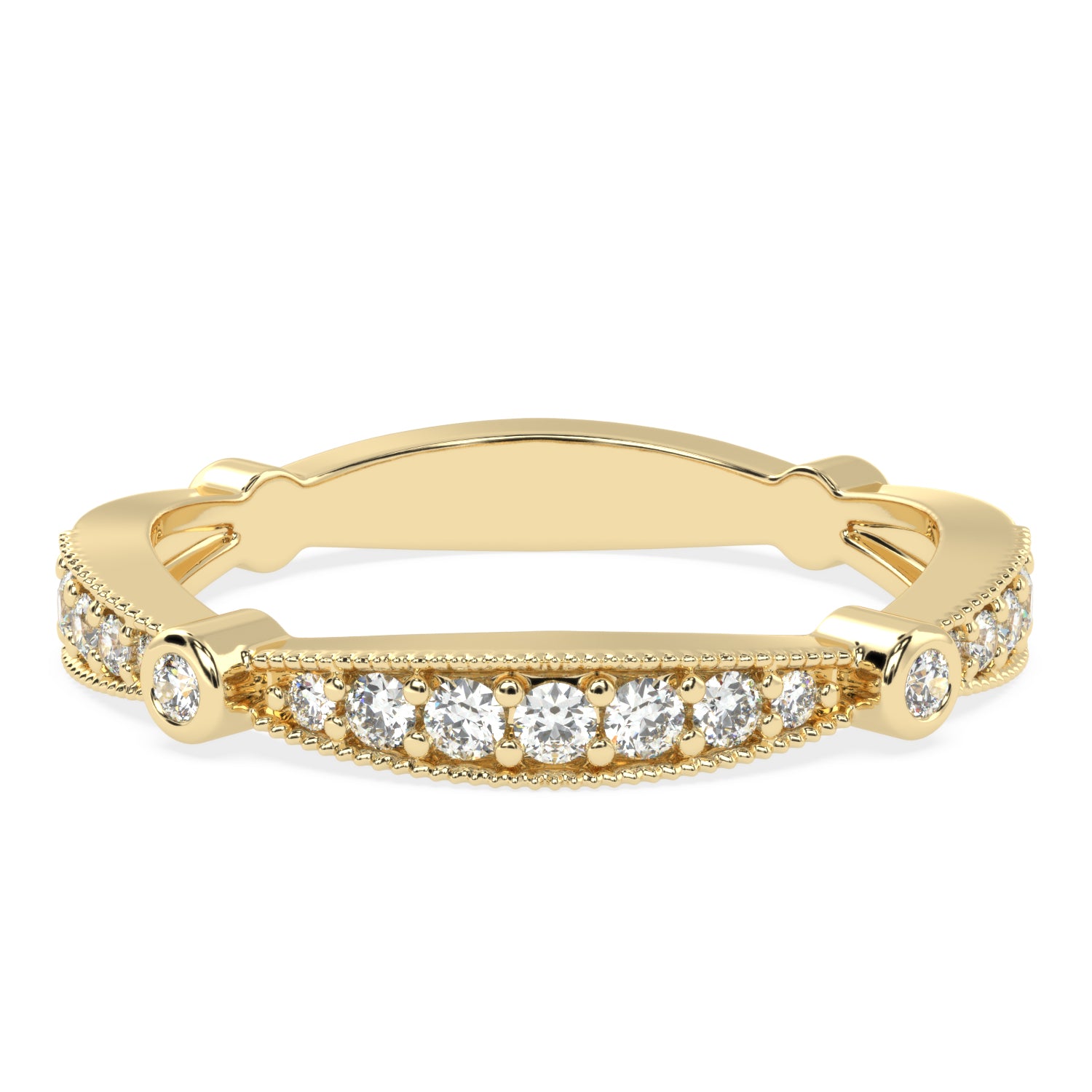 Graceful Gradation - Scalloped Diamond Band Ring in Pave Setting