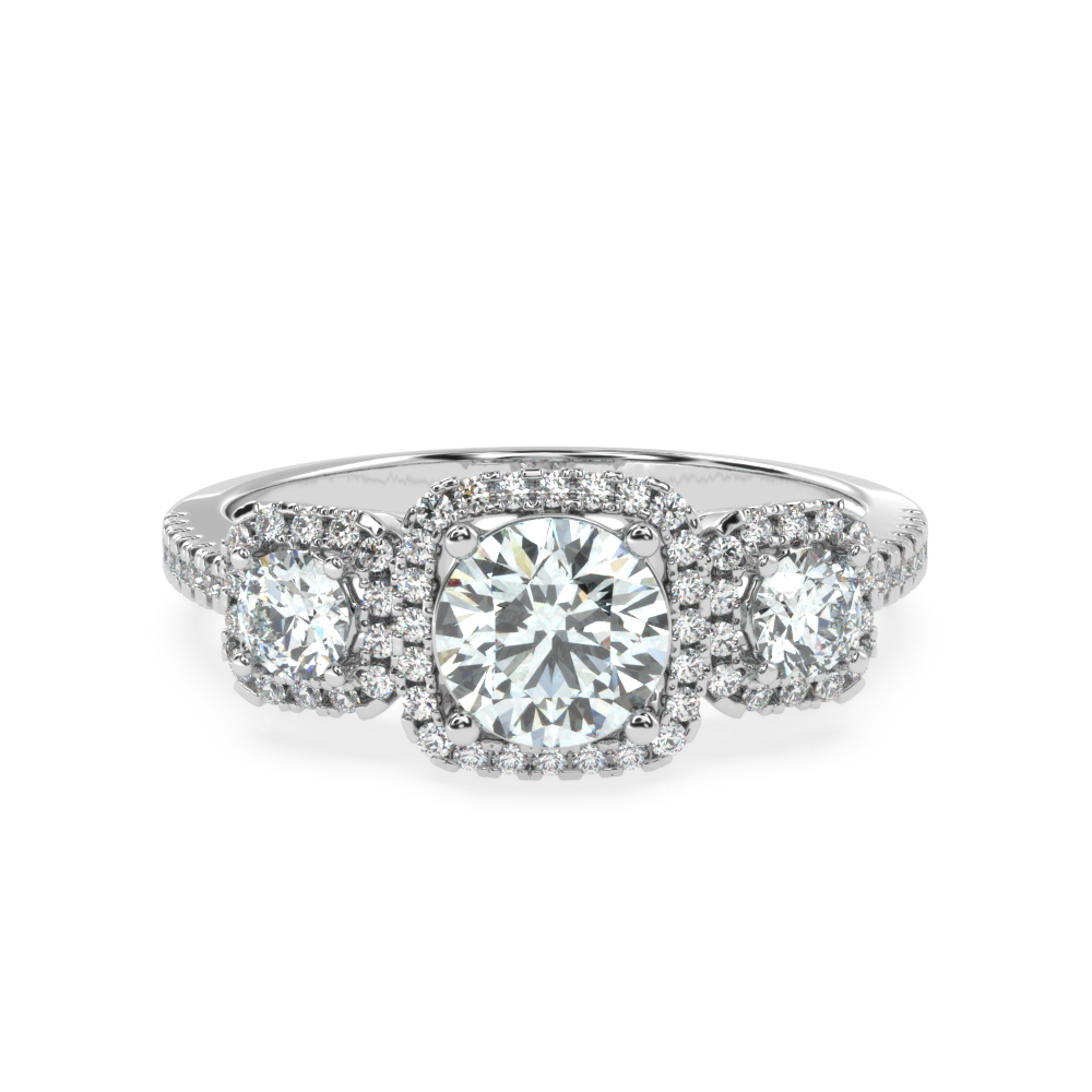 Everlasting Trio: Diamond Three Stone Engagement Ring