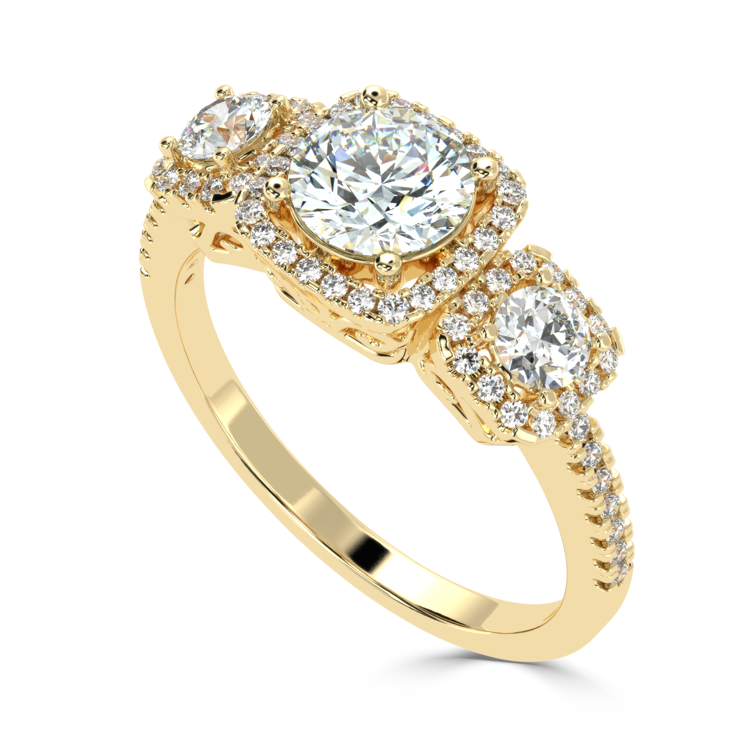 Everlasting Trio: Diamond Three Stone Engagement Ring