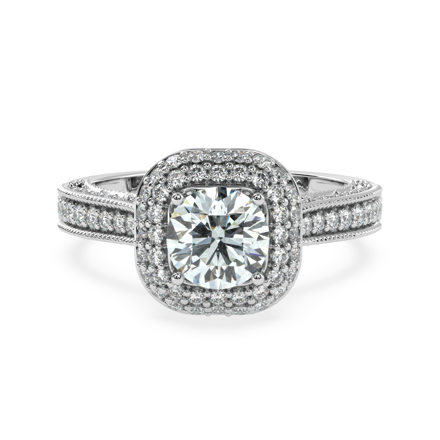 Dazzling Twin Halo Solitaire Diamond Ring