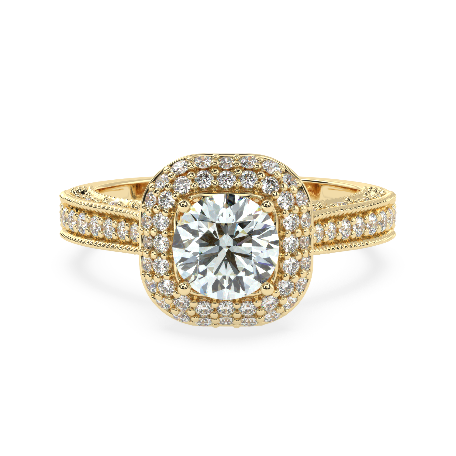 Dazzling Twin Halo Solitaire Diamond Ring