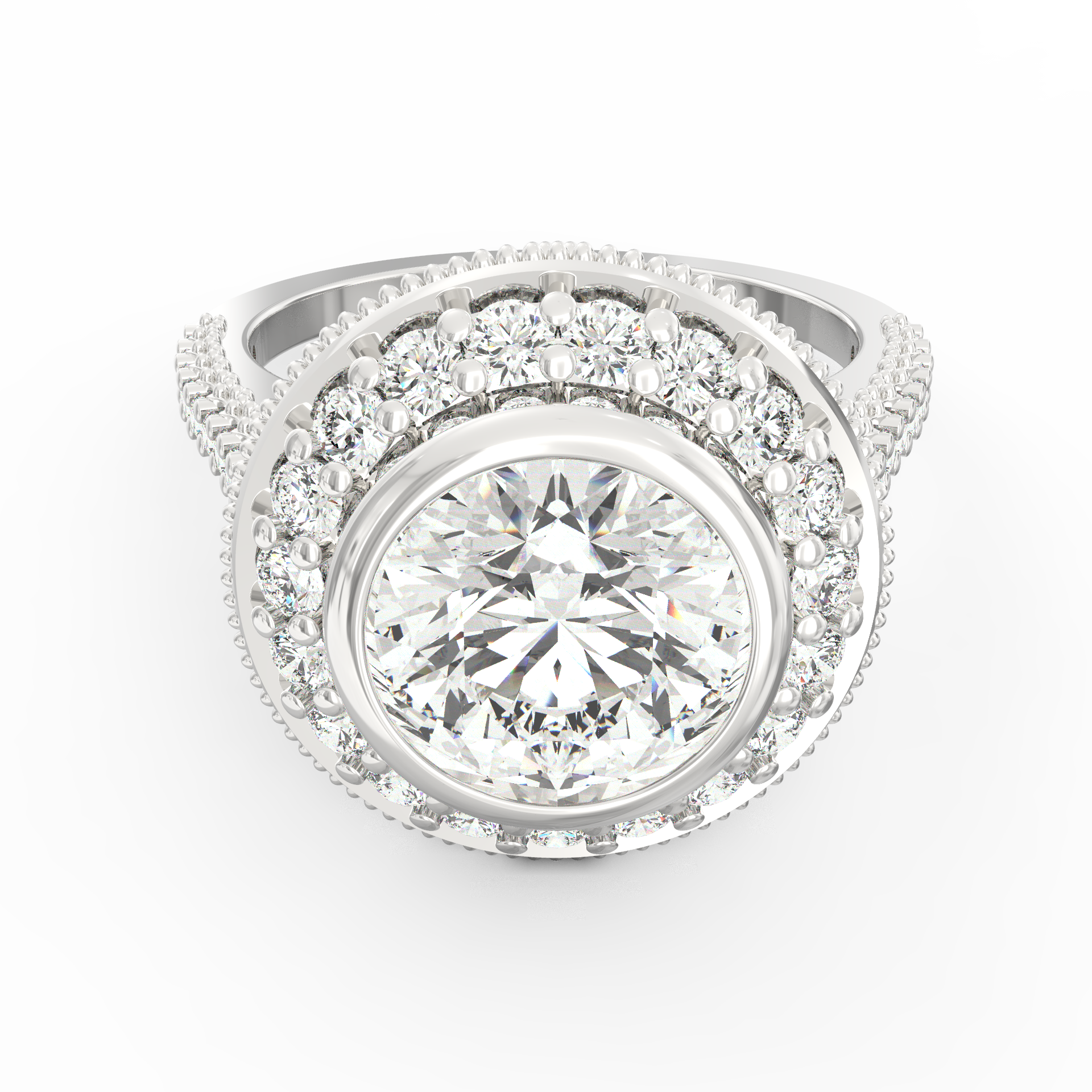 Haloed Elegance: Engagement Diamond Solitaire Ring