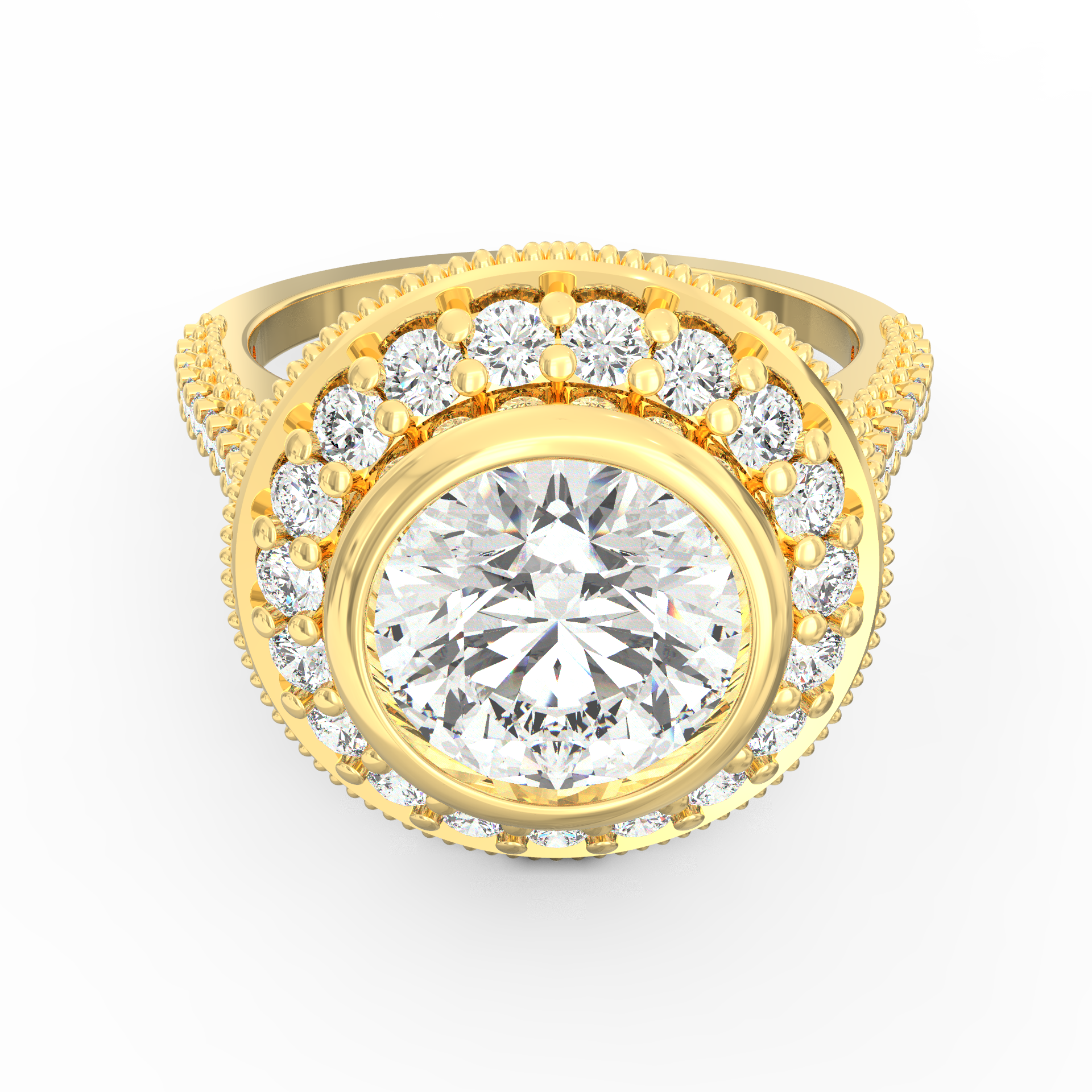 Haloed Elegance: Engagement Diamond Solitaire Ring