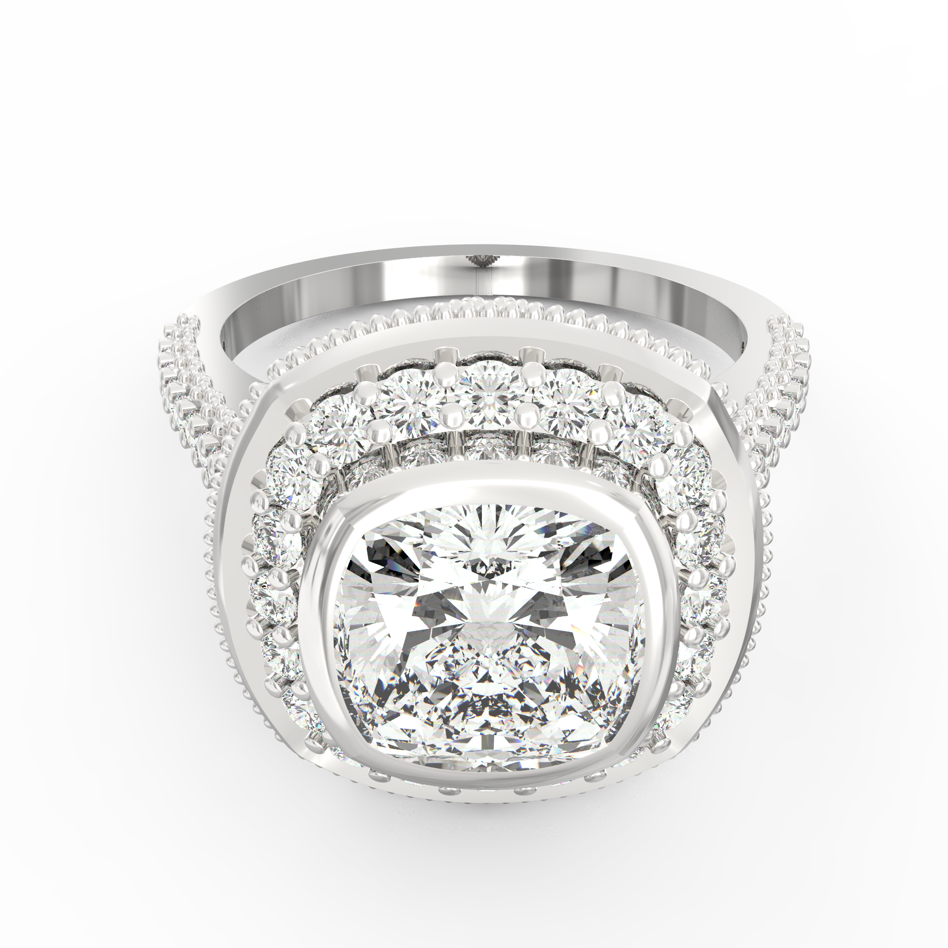 Radiant Crown Jewel Solitaire Diamond Engagement Ring.