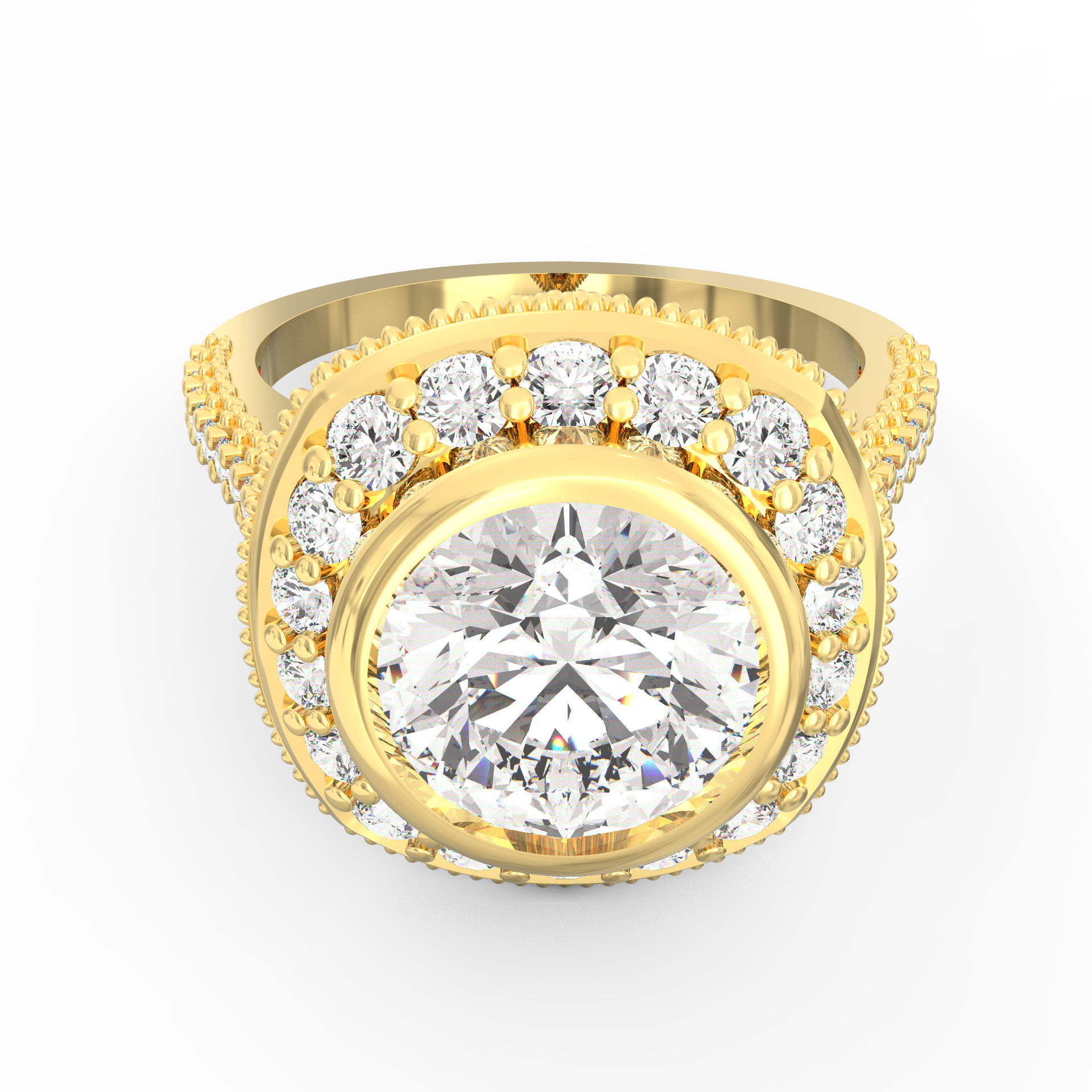 Haloed Brilliance Solitaire Diamond Ring with Diamond Halo