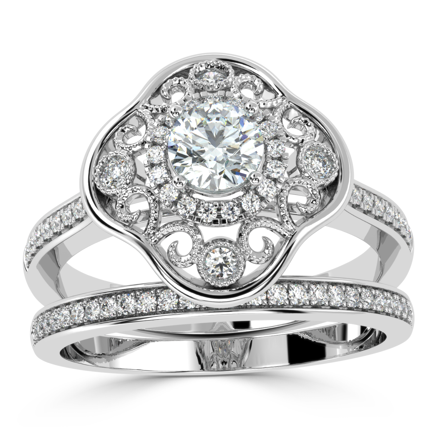 Clover Brilliance Duo Solitaire Bridal Ring Set