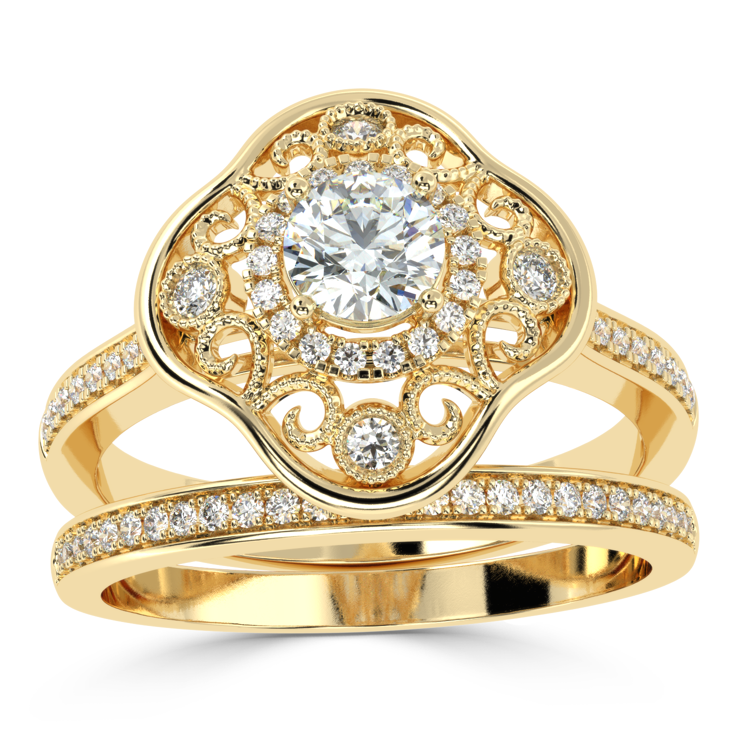 Clover Brilliance Duo Solitaire Bridal Ring Set