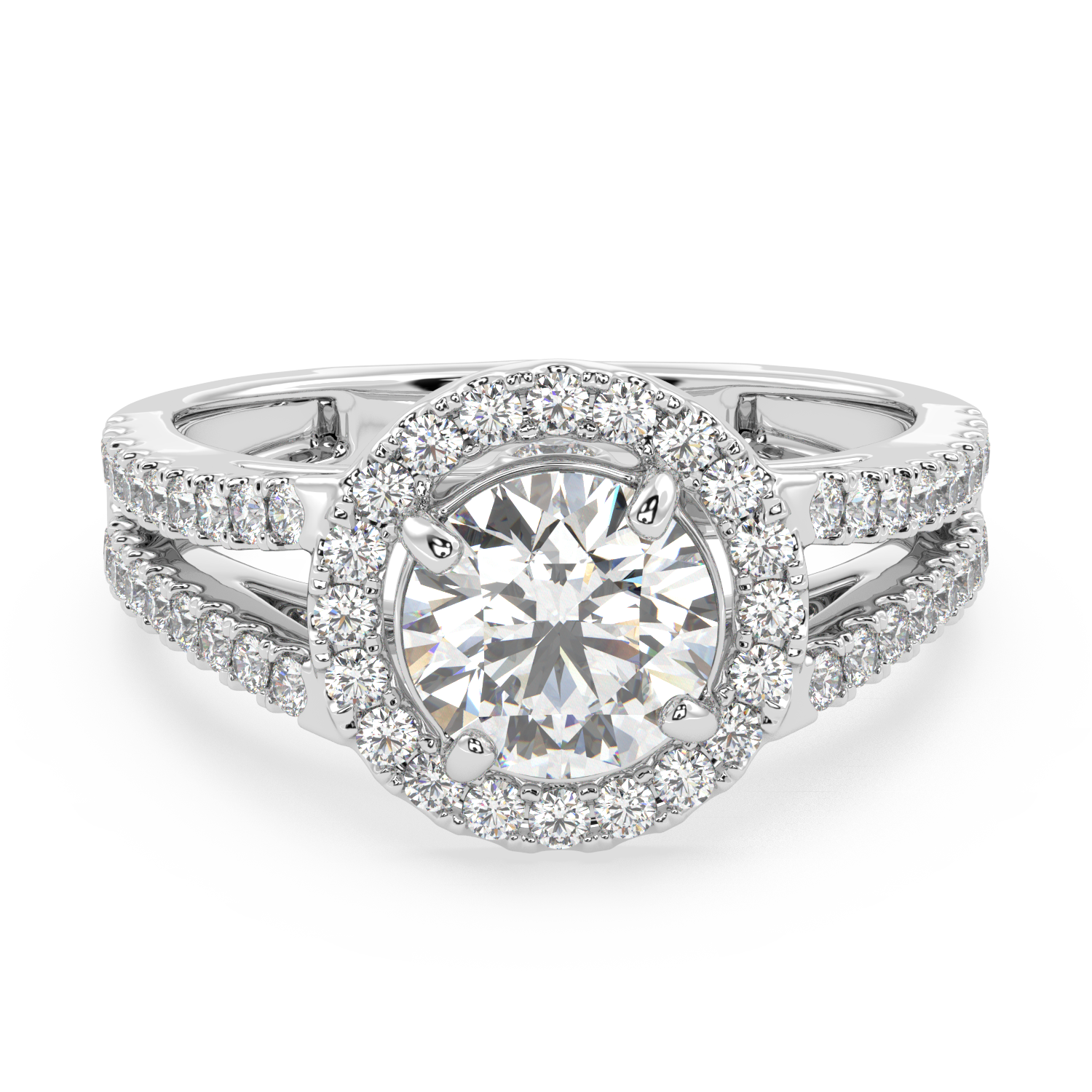 Brilliant Halo Cascade  Halo Solitaire Diamond Ring