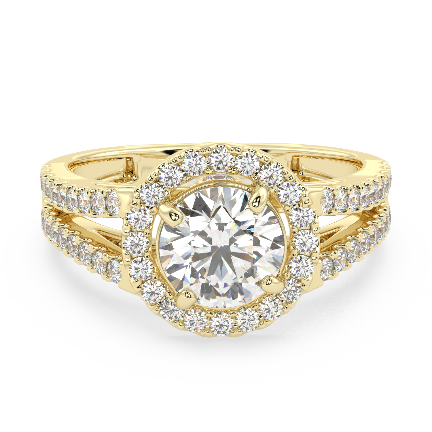 Brilliant Halo Cascade  Halo Solitaire Diamond Ring