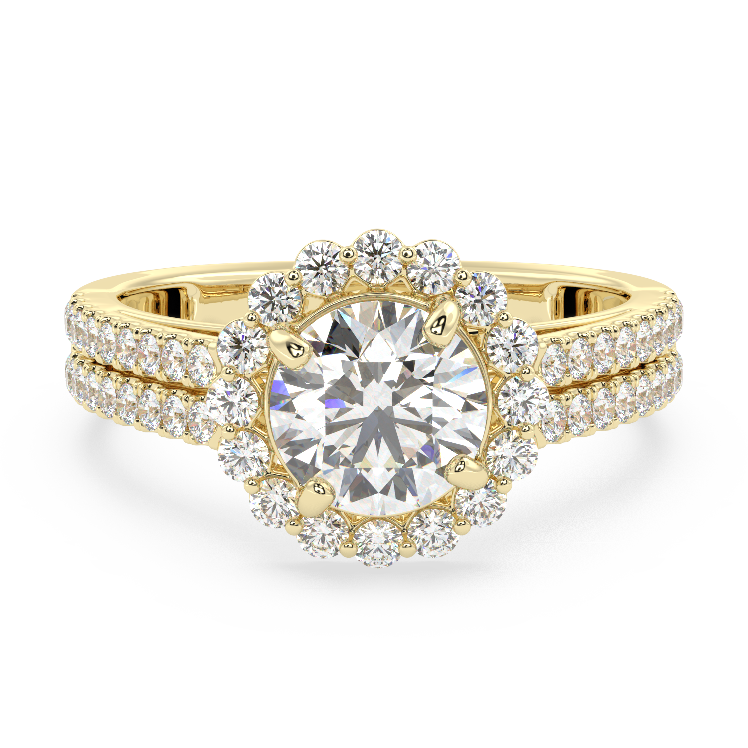 Radiant Halo Cascade Solitaire Diamond Ring