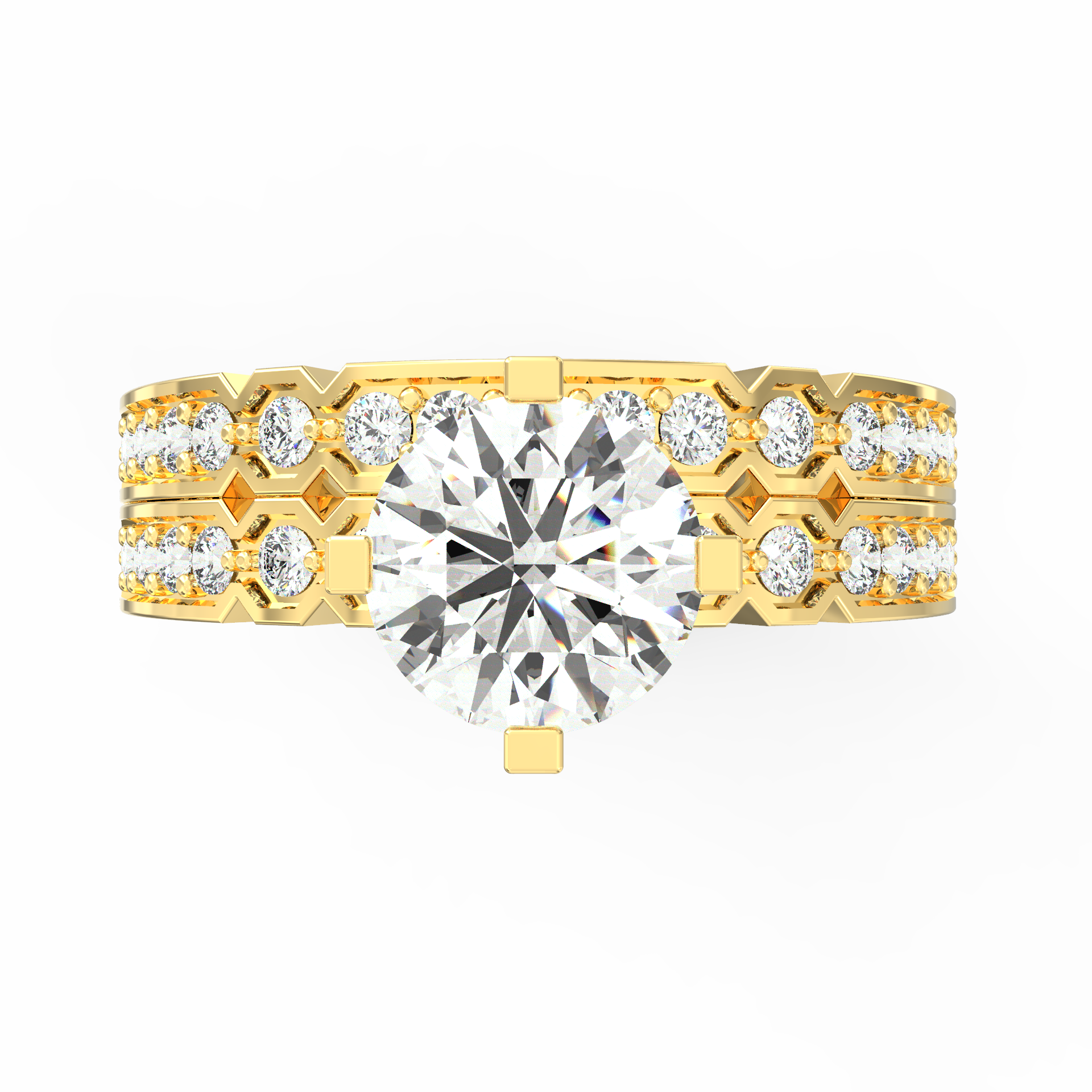 Dual Elegance Geometric Solitaire Wedding Ring